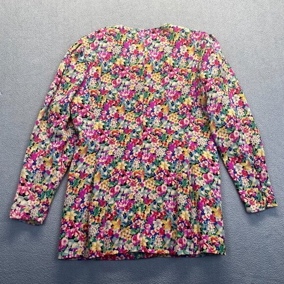 VINTAGE - Albert Nipon Floral Blazer 100% Silk,Size 14,Dry Clean - Picture 10 of 10